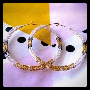 2.5” Handmade Egyptian Wire Crochet Hoop Earrings